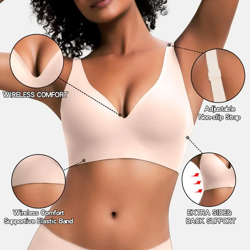 Bright Blossom V-Neck Wireless Bra – Lift & Softness for Women (BB)